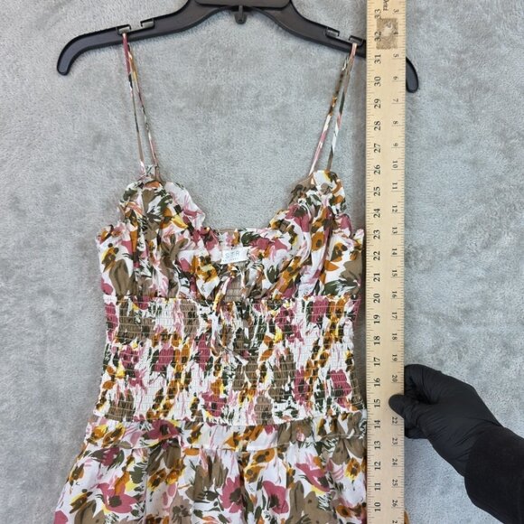 ASTR the Label Blossom Dress Women's Size S White Mauve Floral Tiered Mini - Picture 13 of 13